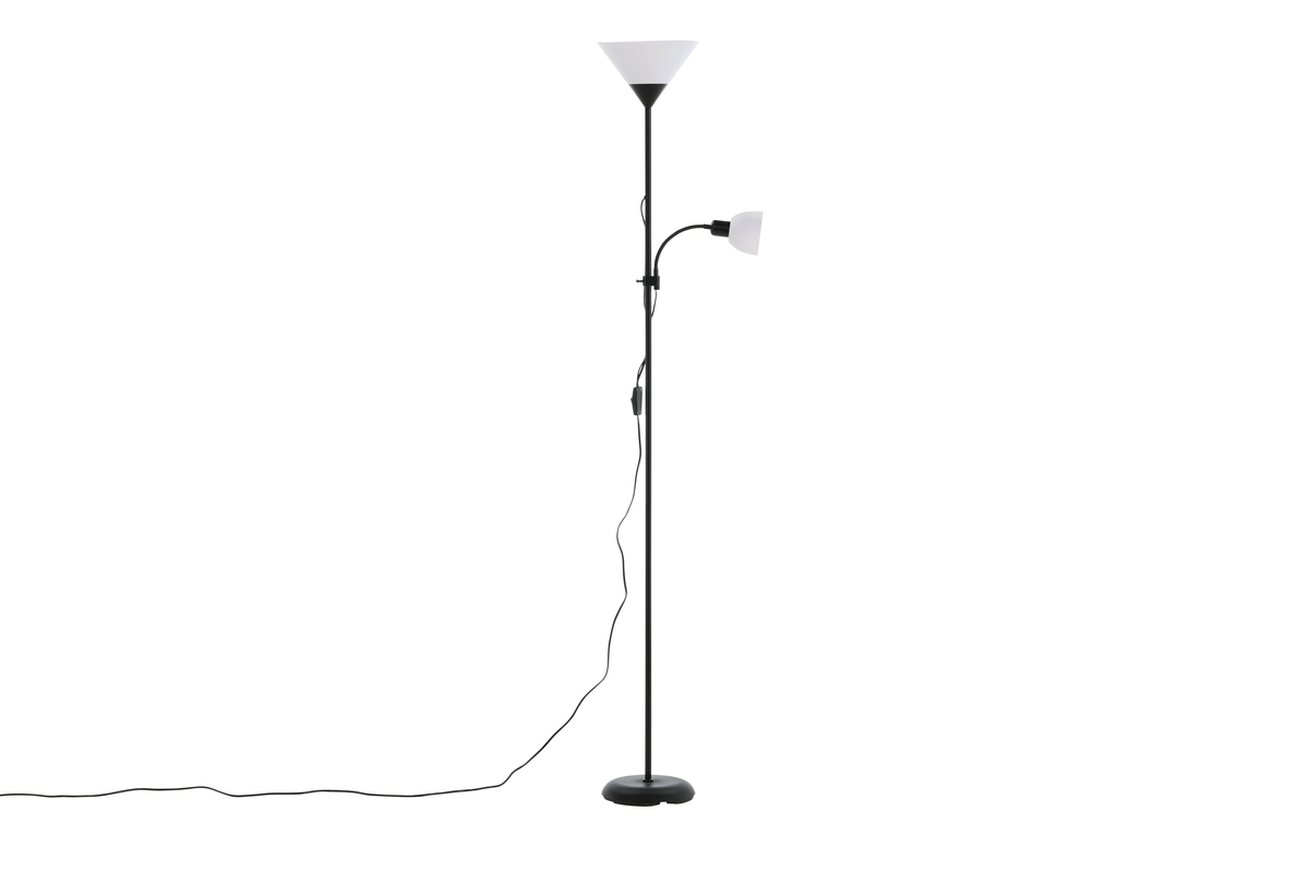 Bagasi Schwarz stehlampe Von Venture Design - Bagasi ist eine hohe Stehleuchte mit flexiblem Arm in zeitlosem und modernem Design.