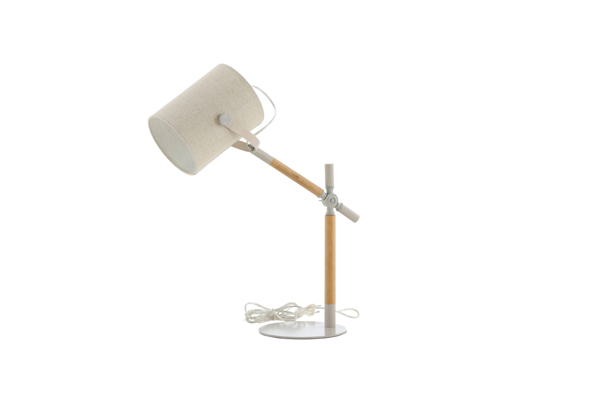 Dennis 66cm Beige/Holz schreibtischlampe Von Venture Design - Der Leinenschirm verbreitet ein angenehmes Licht und die Kombination aus Beige und Holz macht die Leuchte stilvoll und zeitlos.