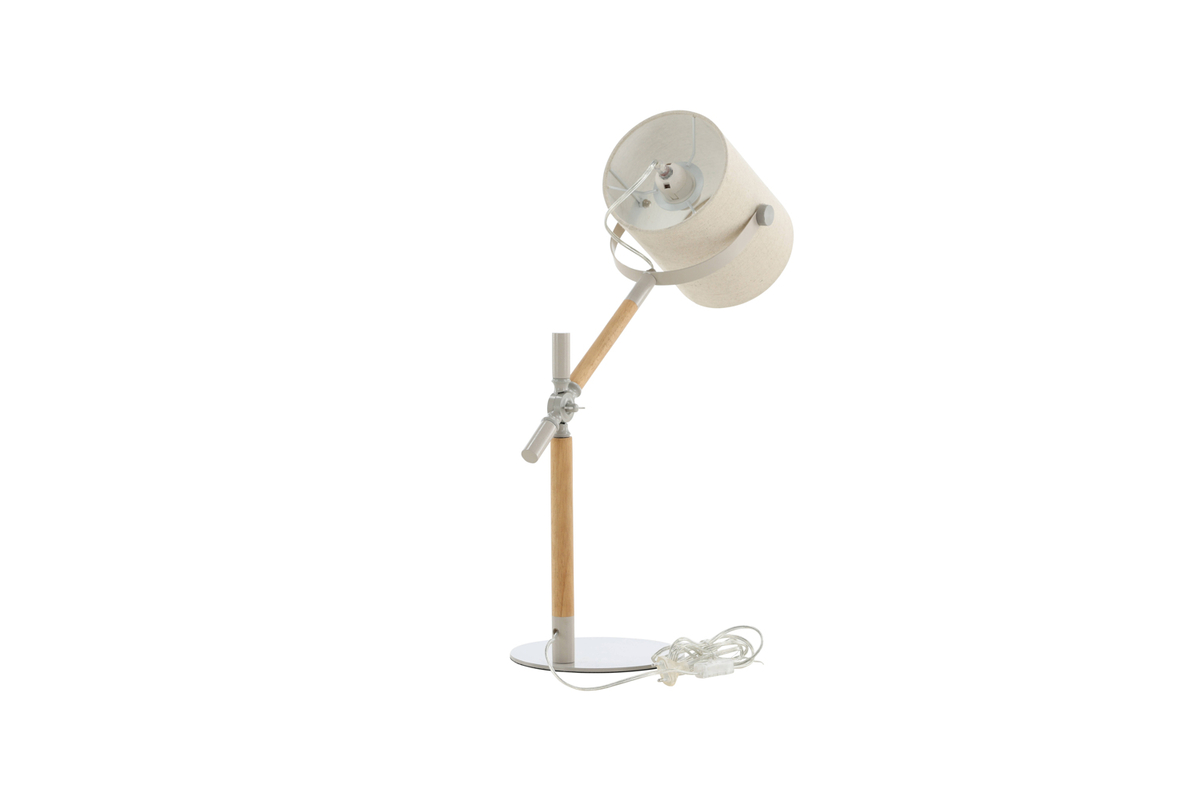 Dennis 66cm Beige/Holz schreibtischlampe Von Venture Design - Der Leinenschirm verbreitet ein angenehmes Licht und die Kombination aus Beige und Holz macht die Leuchte stilvoll und zeitlos.