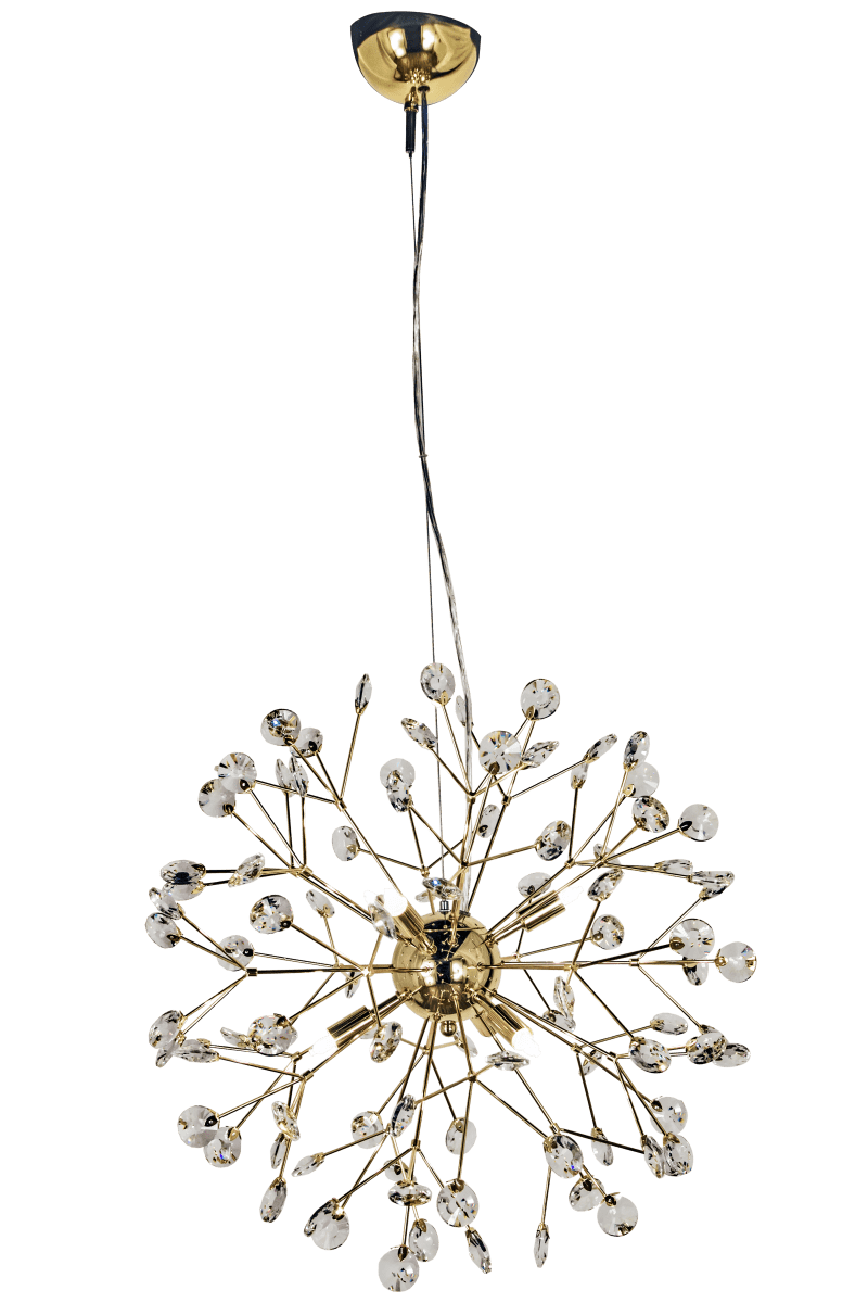 Viva Ø55 Messing hängelampe Von Aneta Lighting - Viva-Deckenleuchte aus Messing kombiniert mit dekorativen klaren Prismen/Kristallen, die sich durch die gesamte Leuchte ziehen.