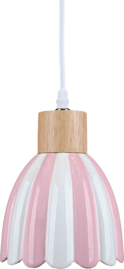 Poppy Ø15 Rosa/weiß fensterlampe Von Pixie Design - Poppy ist eine charmante Fensterlampe aus Keramik mit sanft gerundeter Form und dekorativen Holzdetails, die ihr eine nat&uuml;rliche Note verleihen.