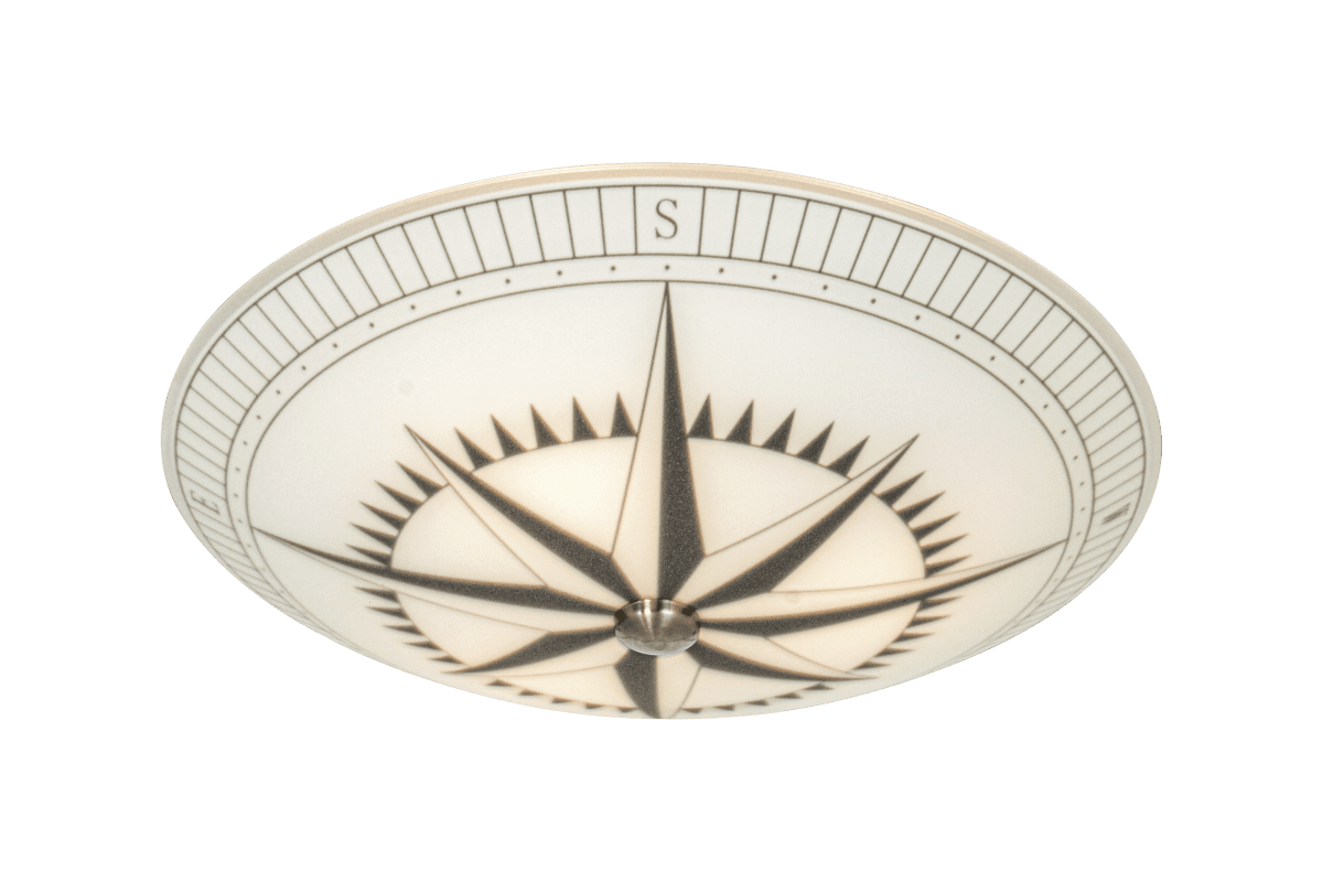 Kompass Ø42 Weiß deckenleuchte Von Aneta Lighting - Deckenleuchte Kompass mit leicht schalenförmigem Musterglas und Metalldetails.