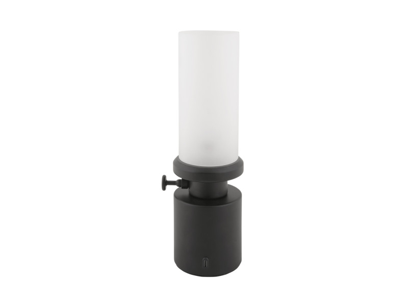 Camp LED 30cm Schwarz tragbare Von Leitmotiv - Die Lampe ist über einen praktischen Drehknopf dimmbar und wird mit dem mitgelieferten USB-C-Kabel aufgeladen.