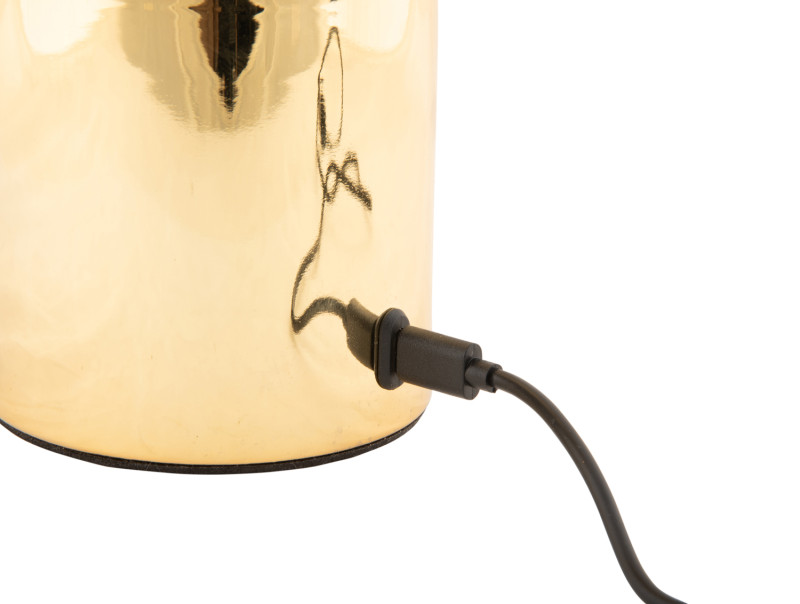 Camp LED 30cm Gold tragbare Von Leitmotiv - Die Lampe ist über einen praktischen Drehknopf dimmbar und wird mit dem mitgelieferten USB-C-Kabel aufgeladen.