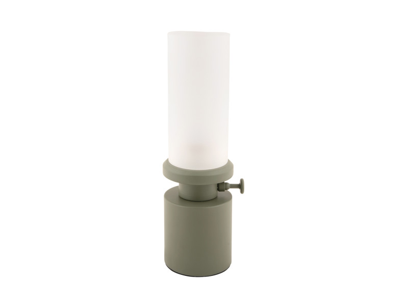 Camp LED 30cm Grün tragbare Von Leitmotiv - Die Lampe ist über einen praktischen Drehknopf dimmbar und wird mit dem mitgelieferten USB-C-Kabel aufgeladen.