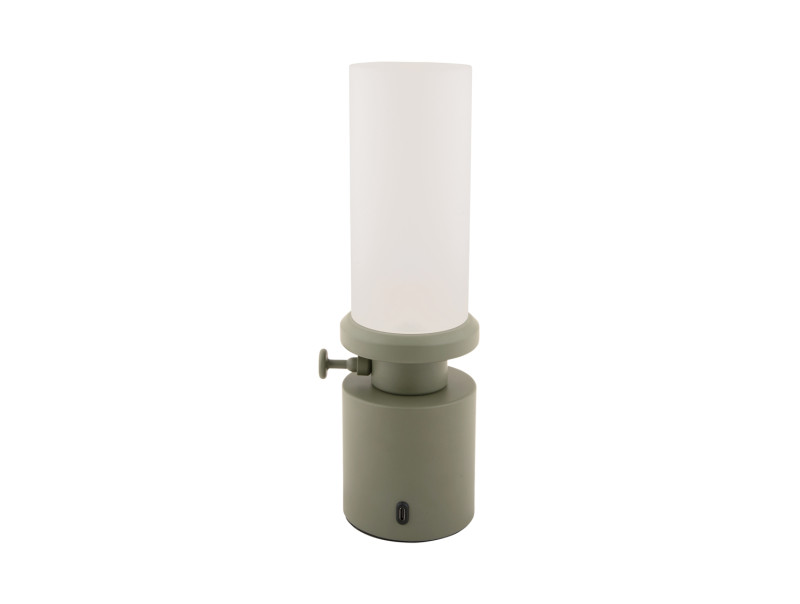 Camp LED 30cm Grün tragbare Von Leitmotiv - Die Lampe ist über einen praktischen Drehknopf dimmbar und wird mit dem mitgelieferten USB-C-Kabel aufgeladen.