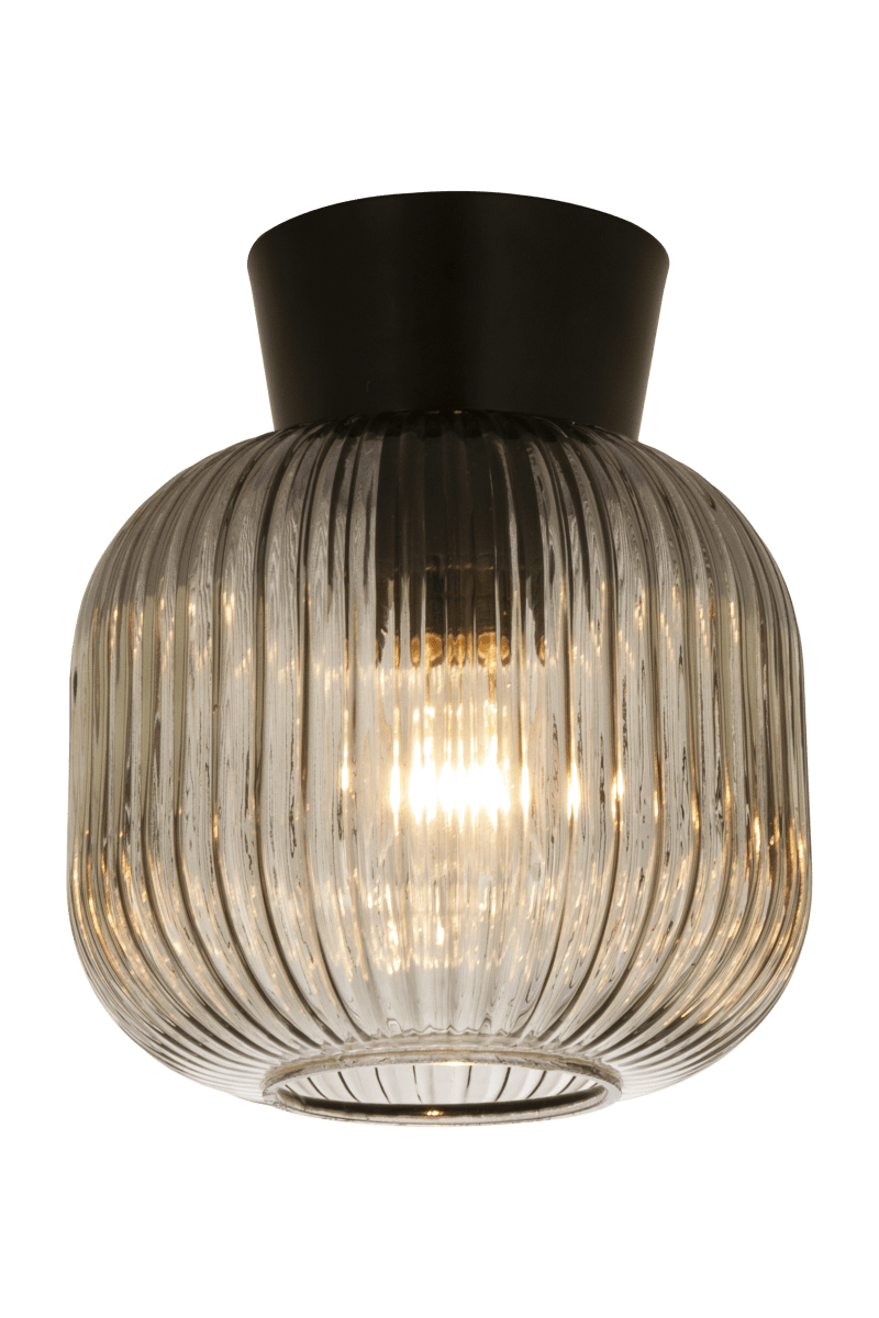 Vanja Ø20 Schwarz/Rauchig deckenleuchte Von Aneta Lighting - VANJA, kleine stilvolle Deckenleuchte mit geripptem, flachem Rauchglas.