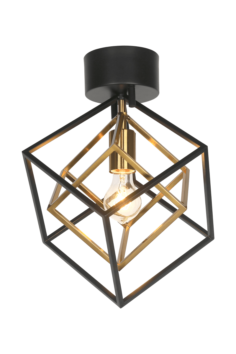 Cubes 32cm Schwarz deckenleuchte Von Aneta Lighting - Deckenbaldachin aus schwarzem Metall f&uuml;r Hakenaufh&auml;ngung und Klemmleiste, Lampenstecker montierbar.