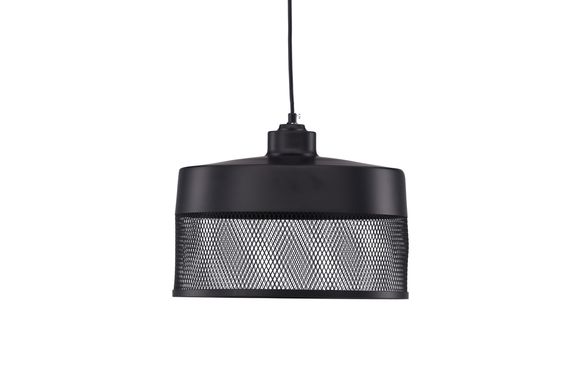 Toulon Ø33 Schwarz hängelampe Von Venture Design - Der mattschwarze Eisensockel sorgt f&uuml;r einen stilvollen Ausdruck, und der untere Teil des Lampenschirms hat ein feines Netzmuster, das die Lampe einzigartig macht und ein angenehmes Licht im gesamten Raum erzeugt.