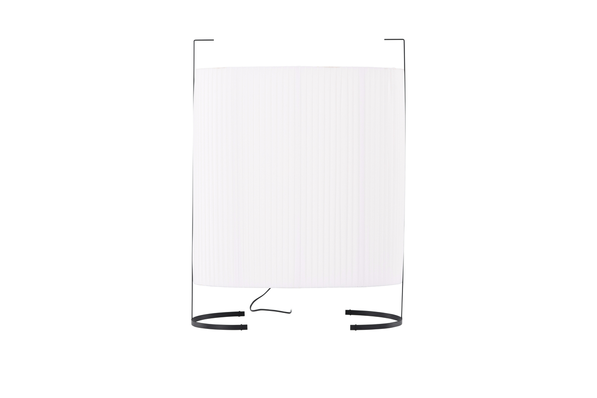 Rennes Cremefarben stehlampe Von Venture Design - Der Lampenschirm besteht aus cremefarbenem Leinen und hat ein feines Streifenmuster.