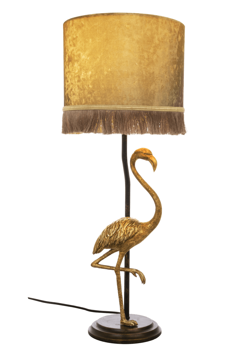 Flamingo 67cm Schwarzes Gold tischlampe Von Aneta Lighting - Flamingo-Tischlampe mit einem Lampenfuß aus goldfarbenem Metall mit einem dekorativen goldfarbenen Flamingo.