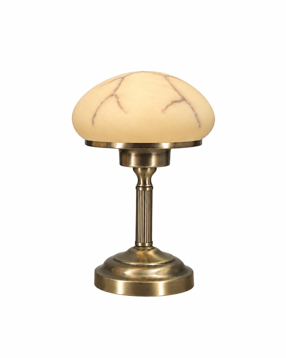 August 28cm Antikes Messing tischlampe Von Aneta Lighting - Mit ihrem klassischen Design in Antikmetall und einem wundersch&ouml;nen, alabasterartigen Schirm verbreitet sie ein warmes und angenehmes Licht, das in jedem Raum eine einladende Atmosph&auml;re schafft.