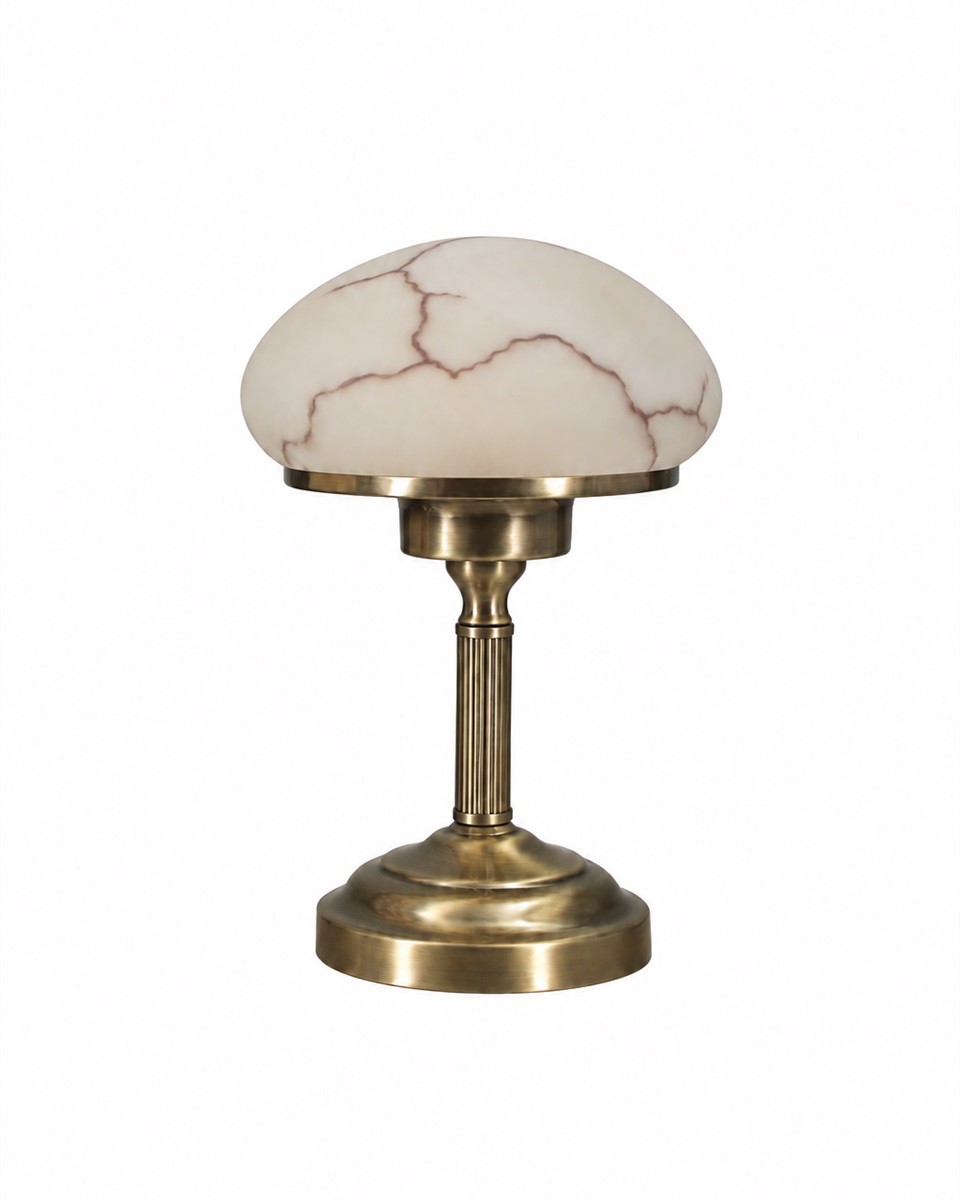 August 28cm Antikes Messing tischlampe Von Aneta Lighting - Mit ihrem klassischen Design in Antikmetall und einem wundersch&ouml;nen, alabasterartigen Schirm verbreitet sie ein warmes und angenehmes Licht, das in jedem Raum eine einladende Atmosph&auml;re schafft.
