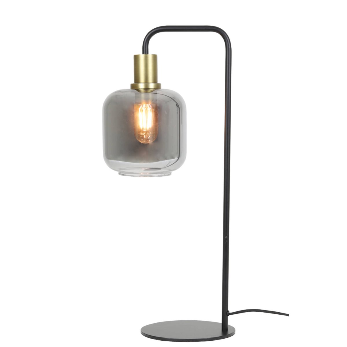 Lekar 58cm Schwarz tischlampe Von Light & Living - Das getönte Glas erzeugt eine weiche und warme Lichtverteilung, perfekt für ein stilvolles und elegantes Interieur.