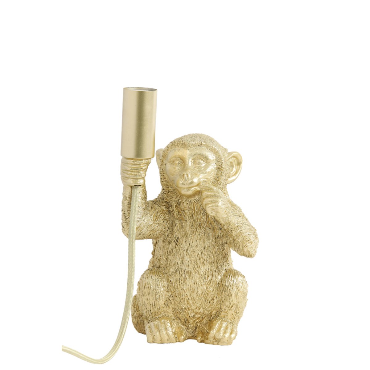 Monkey 23cm Gold tischlampe Von Light & Living - Der detailreiche Affe in Goldoptik hält die Glühbirne und sorgt für eine verspielte und zugleich elegante Beleuchtung.