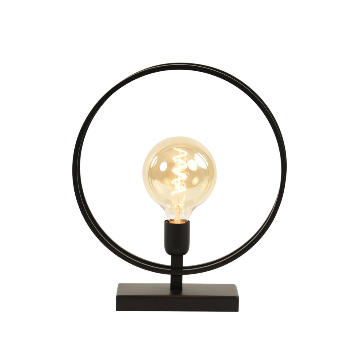 Rudra 40cm Schwarz tischlampe Von Light & Living - Die kreisrunde Form umrahmt die Lichtquelle und sorgt für einen eleganten Blickfang.