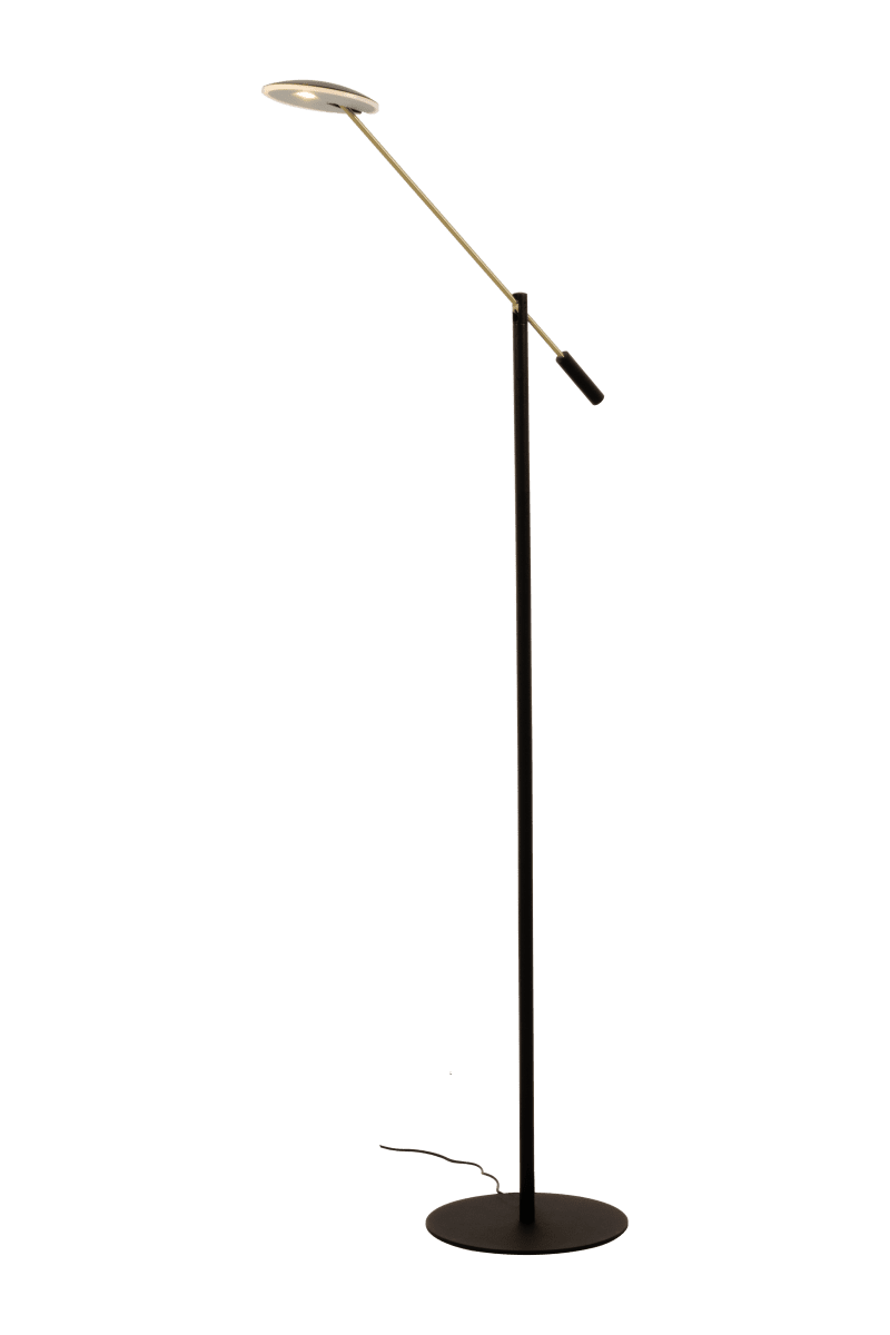 Cadiz Schwarz stehlampe Von Aneta Lighting - Dies ist die Lampe für alle, die viel Licht zum Handarbeiten oder eine gute Leselampe benötigen.