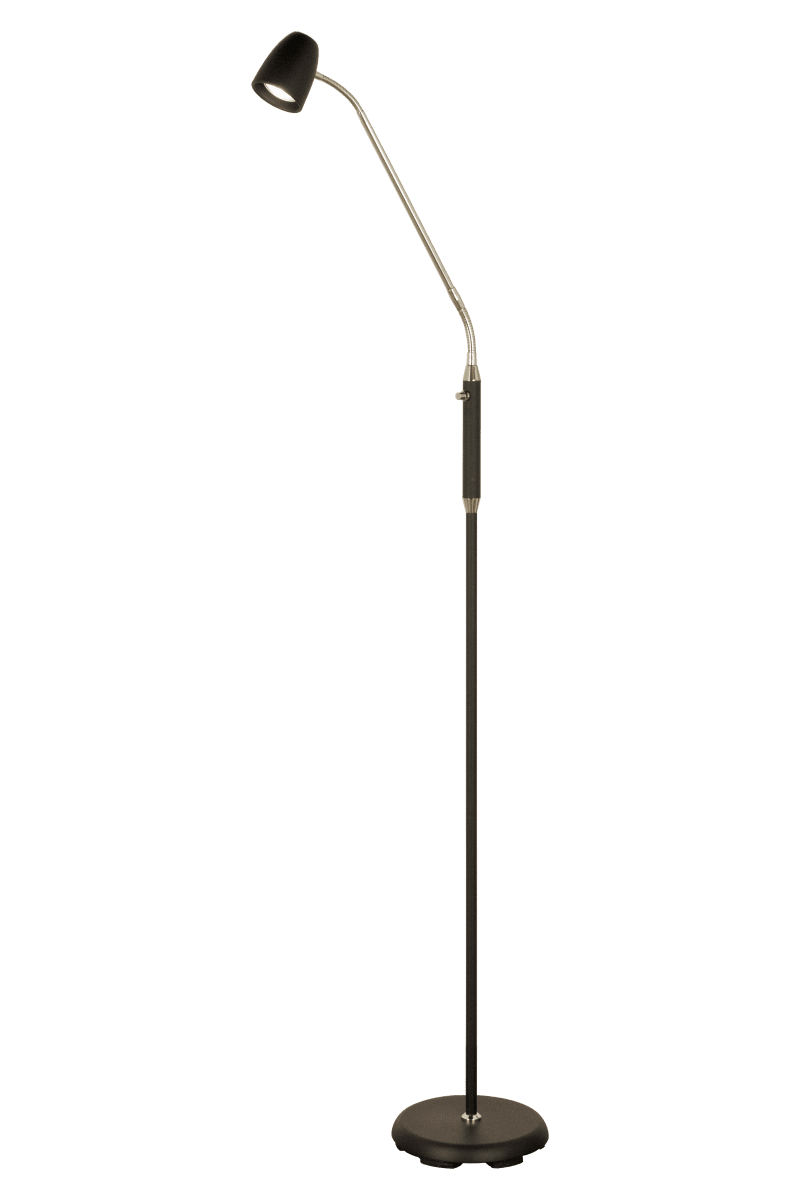 Sandnes 1 Schwarz stehlampe Von Aneta Lighting - die Stange und ein verstellbarer Kopf.