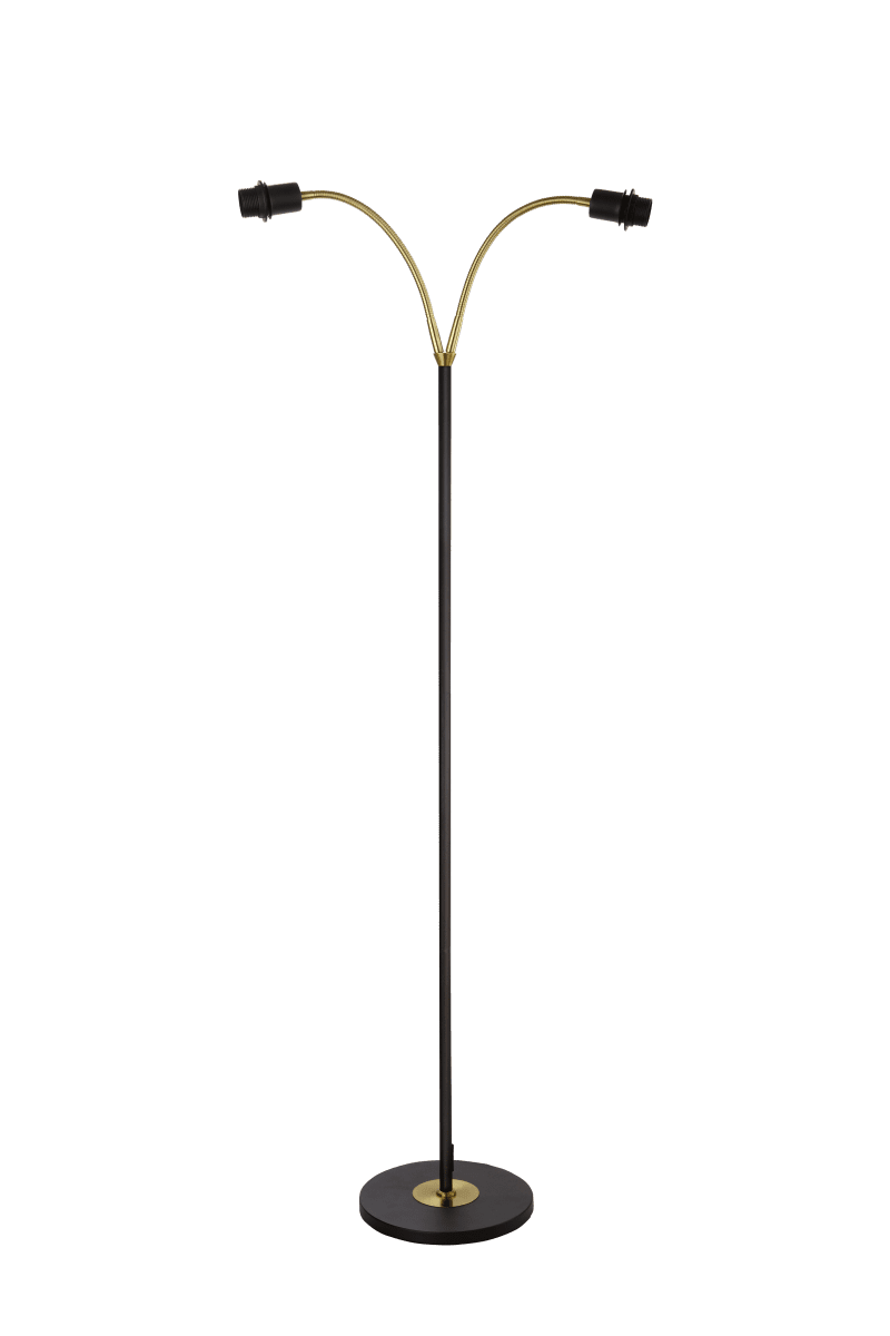 Zoombild von Ljusdal 2 Schwarz stehlampe Von Aneta Lighting - Geeignet als Suchscheinwerfer mit 2 verstellbaren Armen und separaten Netzschaltern.