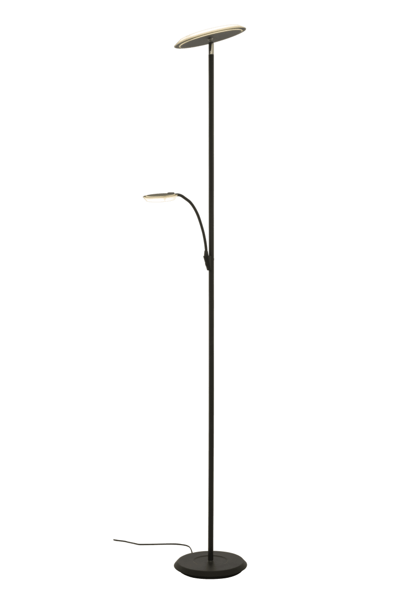 Stockholm Schwarz stehlampe Von Aneta Lighting - STOCKHOLM aus schwarzem Metall, mit verstellbarem Uplight und Lesearm.