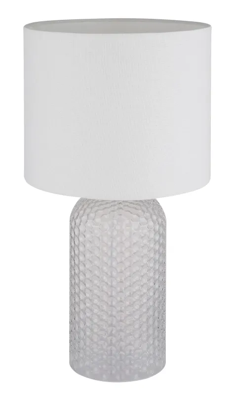 Sofia 50cm Weiß tischlampe Von Globo Lighting - Bordslampan Sofia imponerar med sin eleganta kombination av en texturerad glaskropp och en cylindrisk textilsk&auml;rm.