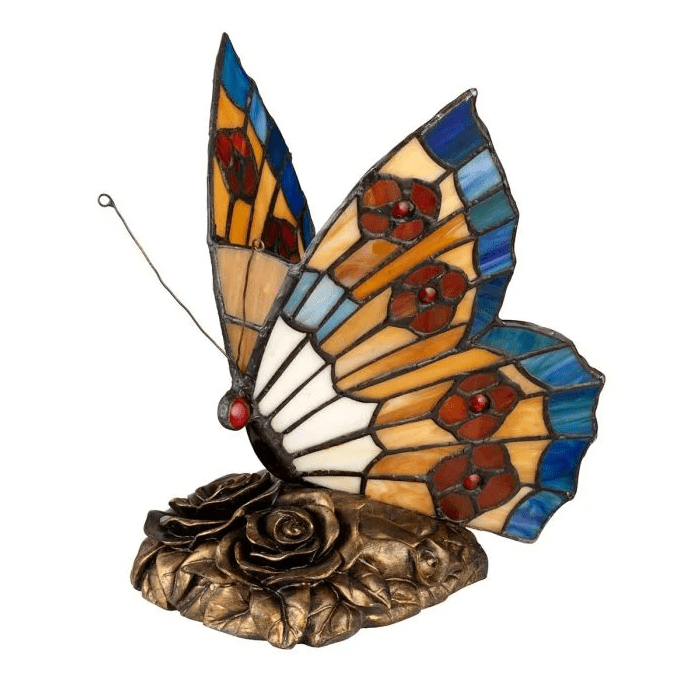 Butterfly 23cm Mehrfarbig Von Elstead Lighting - Der Sockel hat ein elegantes Bronze-Finish, das ihm ein anspruchsvolles und zeitloses Aussehen verleiht.