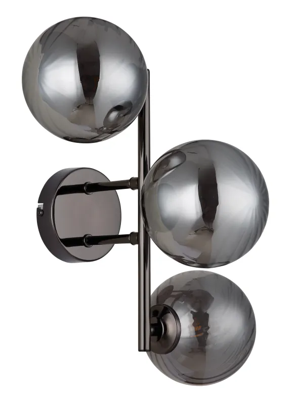 Conor 36cm Rauchfarben wandlampe Von Globo Lighting - Conor v&auml;gglampa i svart krom med r&ouml;kf&auml;rgade glassf&auml;rer ger en modern och elegant touch till vilket rum som helst.