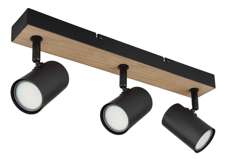 Robby 3 Natur spotlight Von Globo Lighting - Robby &auml;r en&nbsp;stilren&nbsp;takspotlight som imponerar med sin eleganta design i mattsvart metall och MDF i tr&auml;-look.