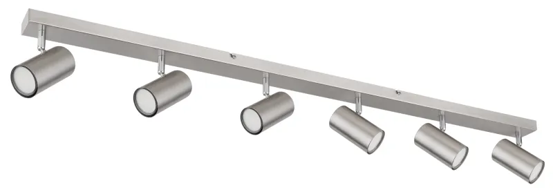 Robby 6 Nickel spotlight Von Globo Lighting - Robby &auml;r en stilren takspotlight som imponerar med sin enhetliga design i nickel.
