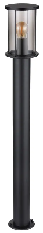 Gracey 100cm Schwarz pollarleuchten Von Globo Lighting - Gracey &auml;r en pollare i stilren design, tillverkad av mattsvart rostfritt st&aring;l och har en r&ouml;kf&auml;rgad glassk&auml;rm.