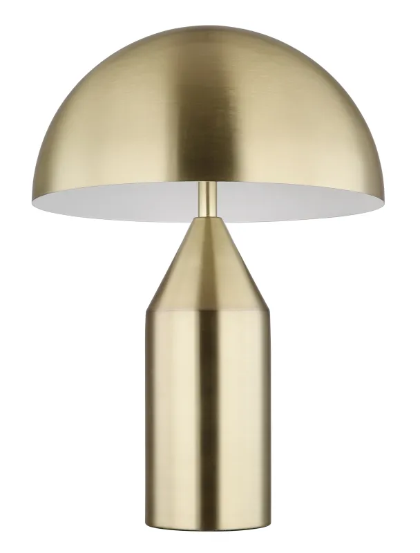 Atoma 40cm Messing tischlampe Von Globo Lighting - Sk&auml;rmen i matt m&auml;ssing och vitt skapar en harmonisk kontrast och ger en behaglig ljusspridning.