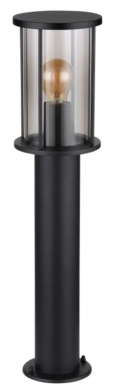 Gracey 60cm Schwarz pollarleuchten Von Globo Lighting - Gracey &auml;r en pollare i stilren design, tillverkad av mattsvart rostfritt st&aring;l och har en r&ouml;kf&auml;rgad glassk&auml;rm.