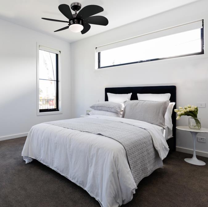 Turbo Swirl Ø76 Dunkelgrau Von Westinghouse - Der Deckenventilator verfügt über einen leisen (36 dB) AC-Motor mit drei Geschwindigkeiten und einer Rückwärtsfunktion und eignet sich daher perfekt zum Abkühlen.