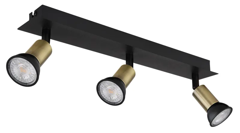 Drew 3 Gold spotlight Von Globo Lighting - Drew &auml;r en stilren takspotlight som imponerar med sin design i mattsvart och guld.