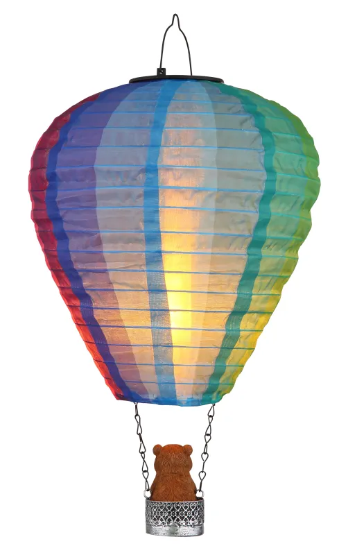 Balloon Mehrfarbig solarleuchte Von Globo Lighting - Skapa en lekfull k&auml;nsla i tr&auml;dg&aring;rden med Balloon, en solcellsdriven dekoration inspirerad av en luftballong med en bj&ouml;rn i korgen.