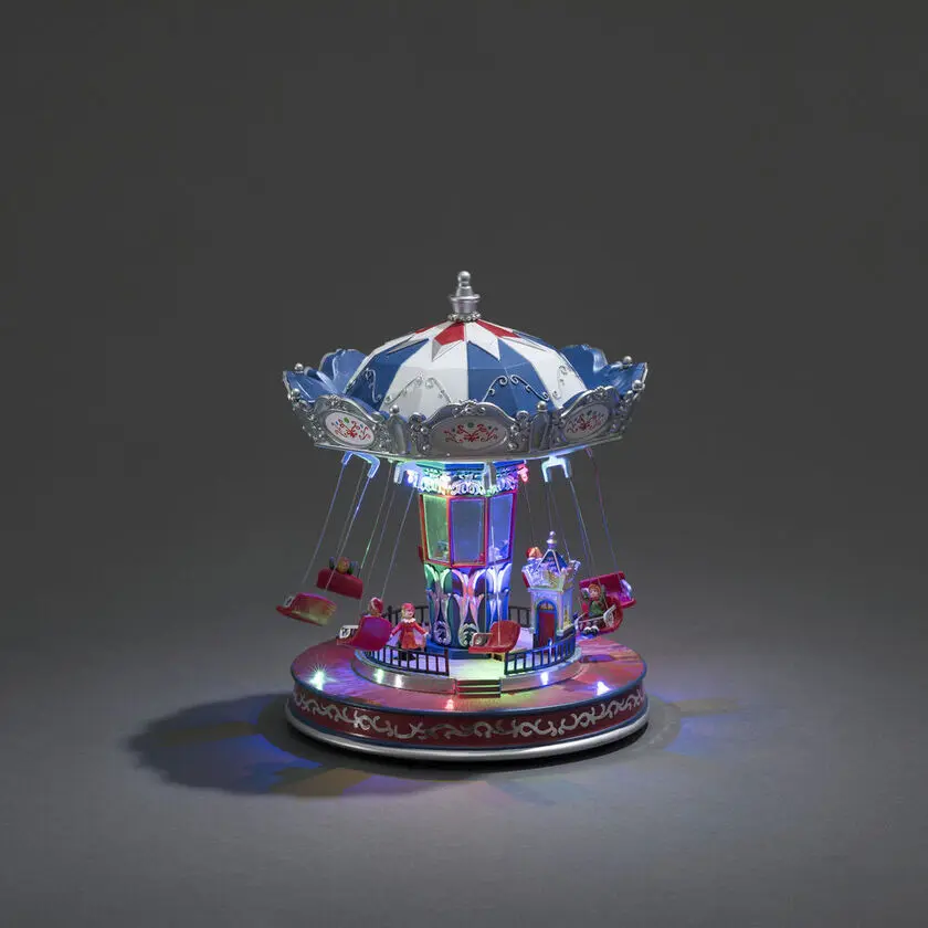 Mechanische Weihnachtsdekoration Mit Karussell 27cm Mehrfarbig Von Konstsmide - Mit beweglichen Teilen und hellen LED-Lichtern erzeugt es eine festliche und nostalgische Atmosph&auml;re.