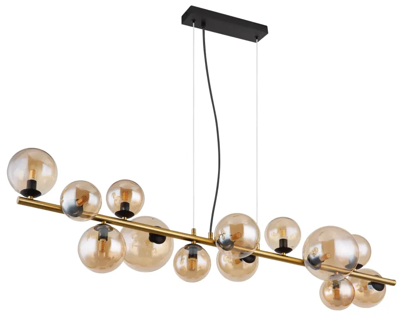 Riha 120cm Bernstein hängelampe Von Globo Lighting - Lampan &auml;r av matt m&auml;ssingsf&auml;rgad metall och ger ditt hem en lyxig och inbjudande atmosf&auml;r.