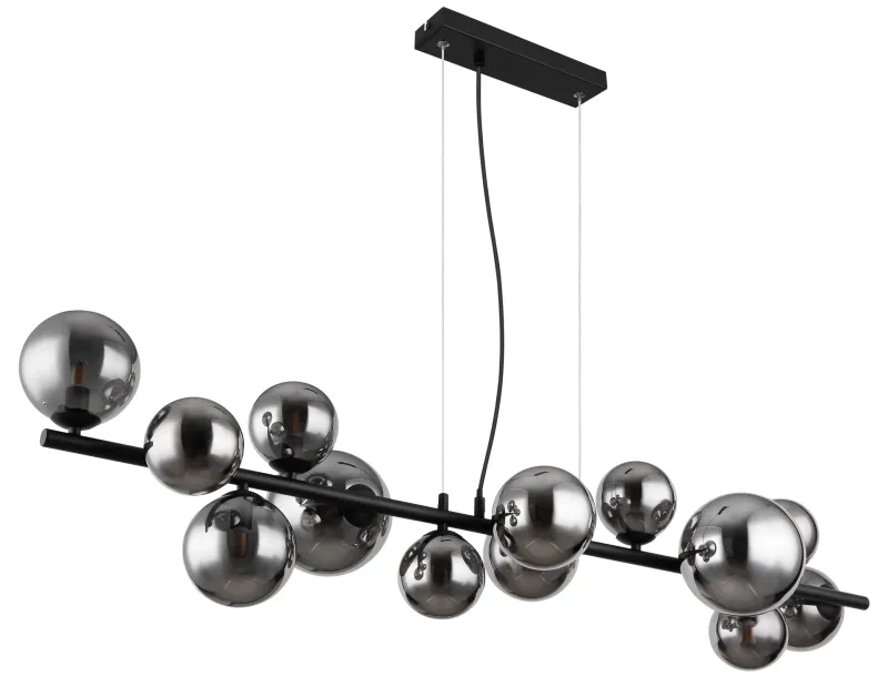 Riha 120cm Rauchfarben hängelampe Von Globo Lighting - Lampan &auml;r av mattsvart metall och ger ditt hem en lyxig och inbjudande atmosf&auml;r.
