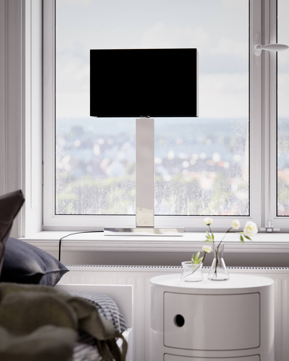 Prime 70cm Chrom tischlampe Von By Rydéns - Lassen Sie ihr elegantes Design und die warme Beleuchtung Ihr gro&szlig;es Fenster hervorheben und eine einladende Atmosph&auml;re in Ihrem Zuhause schaffen.