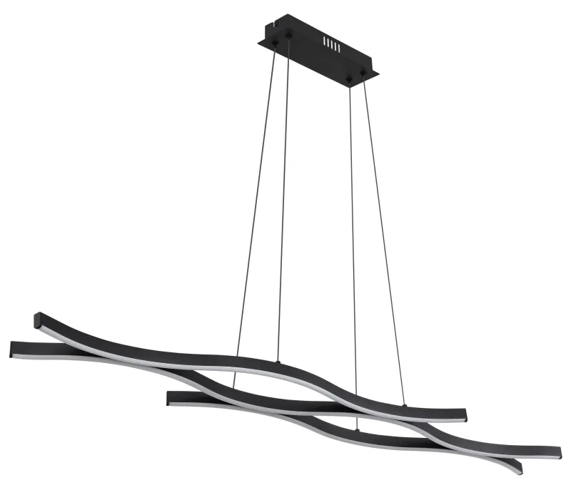 Geronimo 108cm Schwarz hängelampe Von Globo Lighting - Lampan &auml;r tillverkad av metall, aluminium och har en opalf&auml;rgad plastsk&auml;rm som ger en stilren och harmonisk estetik.