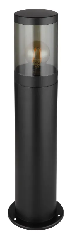 Xeloo 50cm Schwarz pollarleuchten Von Globo Lighting - Tillverkad i rostfritt st&aring;l med en r&ouml;kf&auml;rgad plastsk&auml;rm ger den ett mjukt och behagligt ljus.