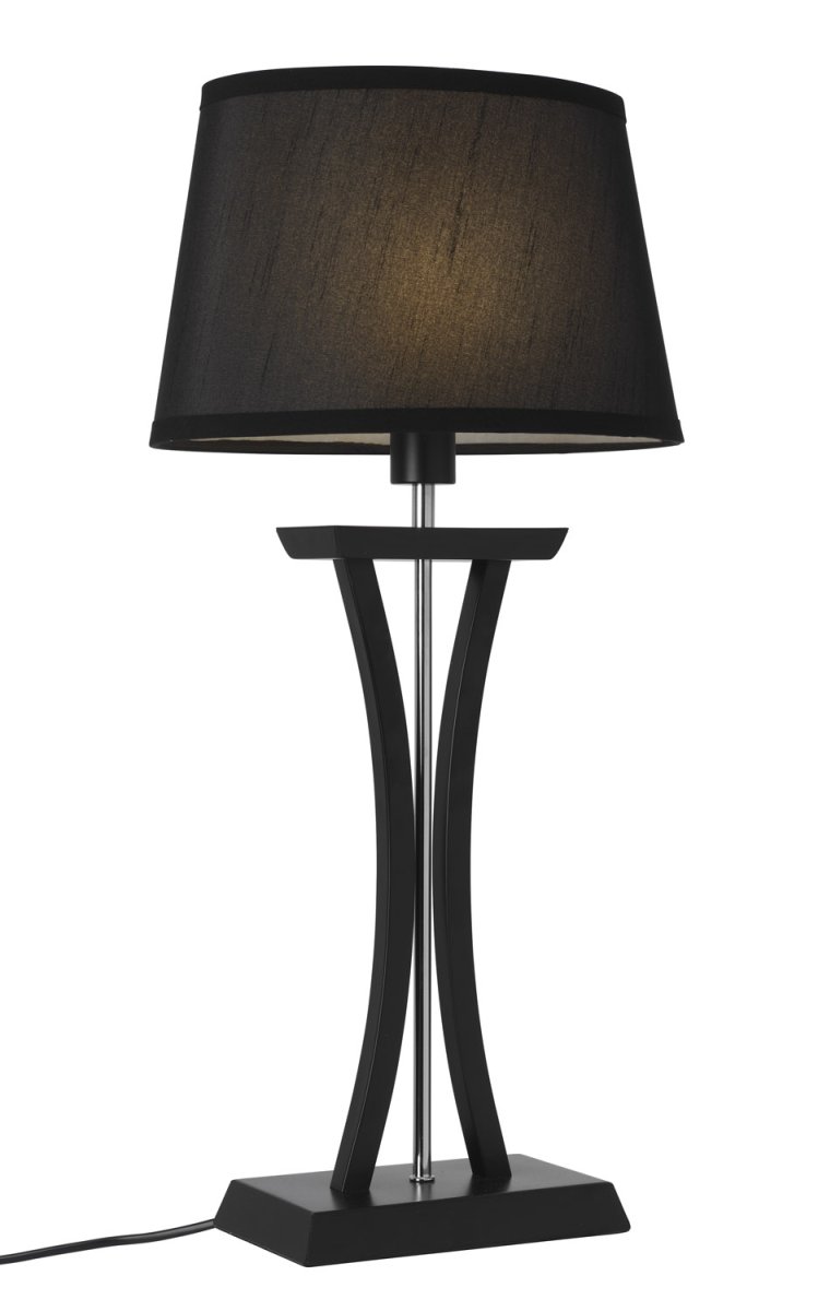 New Chelsea 60cm Schwarz tischlampe Von Cottex - Neue Chelsea XL Tischlampe aus schwarzem Holz&auml; mit Chromdetails und einem eleganten ovalen Schirm, der für eine weiche und angenehme Beleuchtung sorgt.