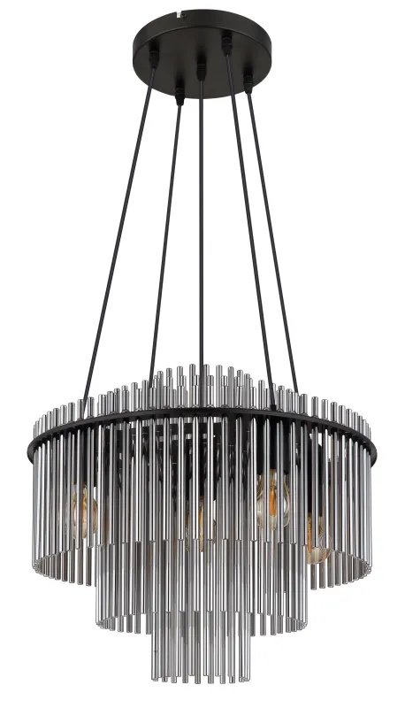 Gorley Ø50 Rauchfarben hängelampe Von Globo Lighting - Med sin runda form och sk&auml;rm av r&ouml;kf&auml;rgade glasstavar skapar den en sofistikerad ljusbild och en st&auml;mningsfull atmosf&auml;r.