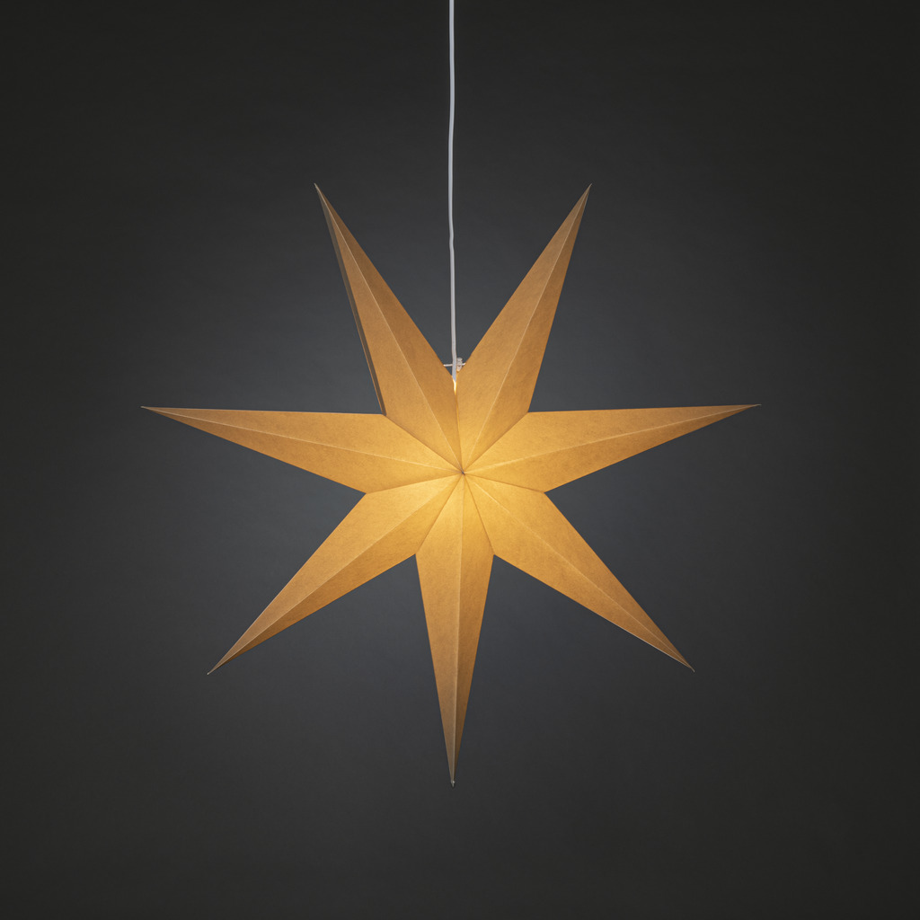 Papierstern Ø78 Beige Von Konstsmide - Mit seinem stilvollen Design und dem sanften Licht verbreitet es eine ruhige und heimelige Weihnachtsstimmung.
