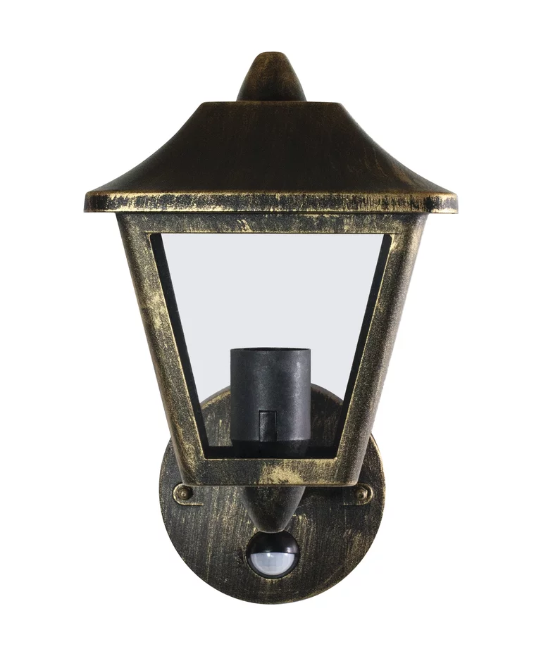 Tradition Sensor Schwarz/Gold außenlampe Von Ledvance - Tradition Sensor ist eine stilvolle Wandleuchte im klassischen Laternendesign, die sich perfekt dazu eignet, an Eing&auml;ngen, Einfahrten und Fassaden eine einladende Atmosph&auml;re zu schaffen.
