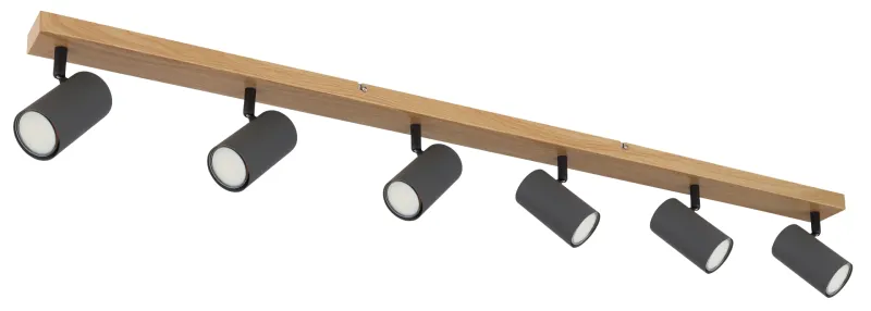 Robby 6 Braun spotlight Von Globo Lighting - Robby &auml;r en&nbsp;stilren&nbsp;takspotlight som imponerar med sin eleganta design i grafitsvart metall och tr&auml;-look.