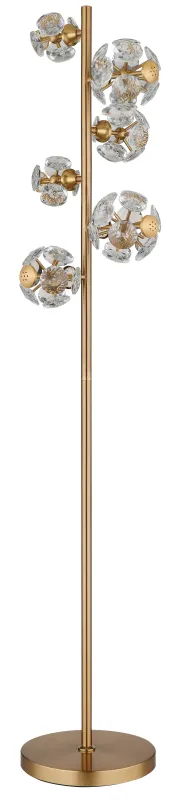 Virina Gold stehlampe Von Globo Lighting - Med en perfekt balans mellan modern design och funktionalitet blir Virina ett lyxigt blickf&aring;ng som f&ouml;rh&ouml;jer rummets karakt&auml;r och skapar unika ljusmoment.