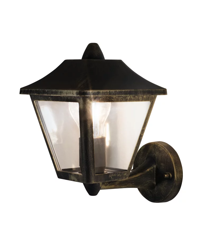 Tradition Schwarz/Gold außenlampe Von Ledvance - Sie besteht aus Aluminium-Druckguss im schwarz-goldenen Design mit einem klaren Polycarbonat-Diffusor f&uuml;r ein angenehmes und klares Licht.