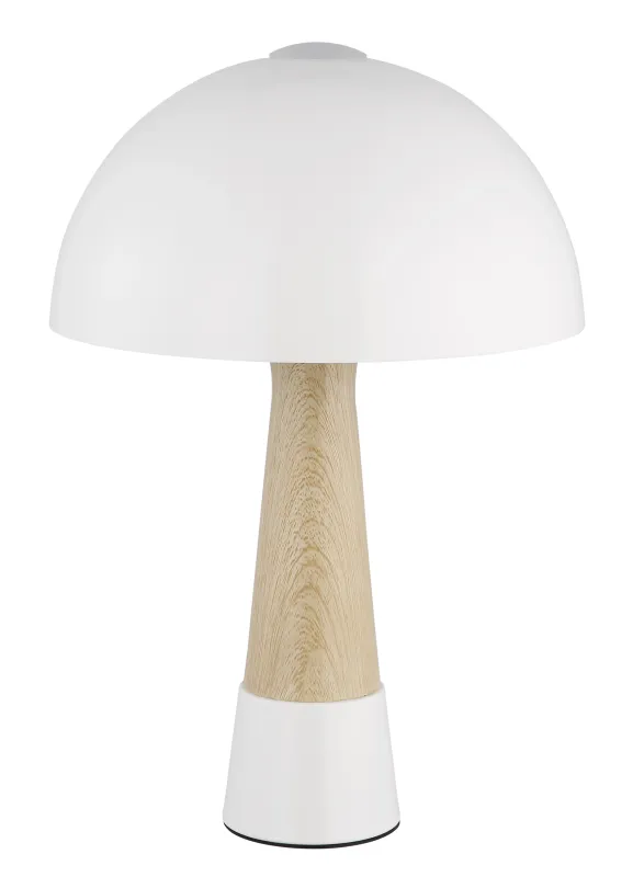 Paulin 36cm Sand tischlampe Von Globo Lighting - Den runda kroppen i matt sandf&auml;rgad metall med tr&auml;look ger ett stilfullt och naturligt uttryck samtidigt som den &auml;r h&aring;llbar och l&auml;tt att reng&ouml;ra.