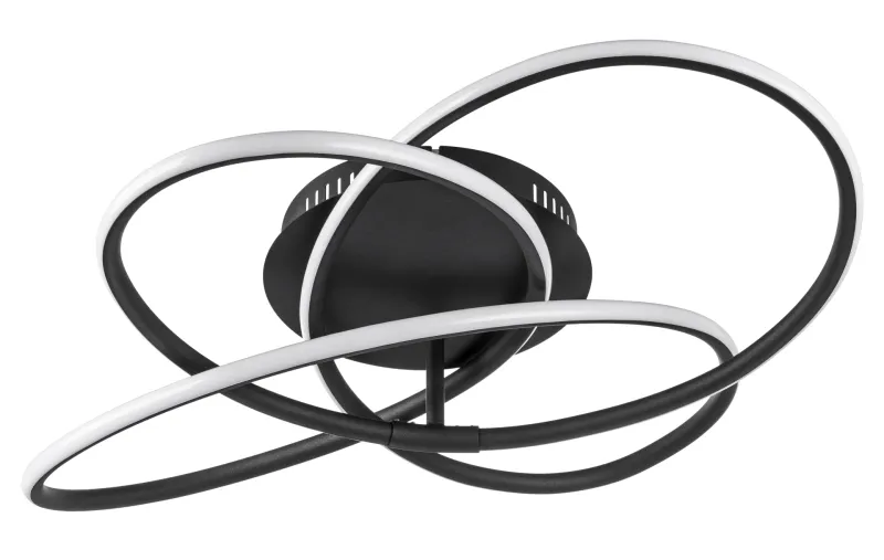 Panda Ø60 Schwarz deckenleuchte Von Globo Lighting - Den har en fast installerad LED-panel som avger ett varmvit ljus och skapar en behaglig och inbjudande atmosf&auml;r i rummet.